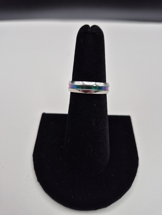 Jewelry - Sterling Silver Rainbow Inlay Band Ring - Multicolor